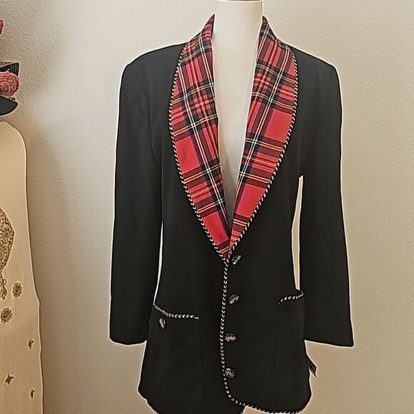 Patti Cappalli vintage plaid and black sweater blazer size small - Picture 16 of 16